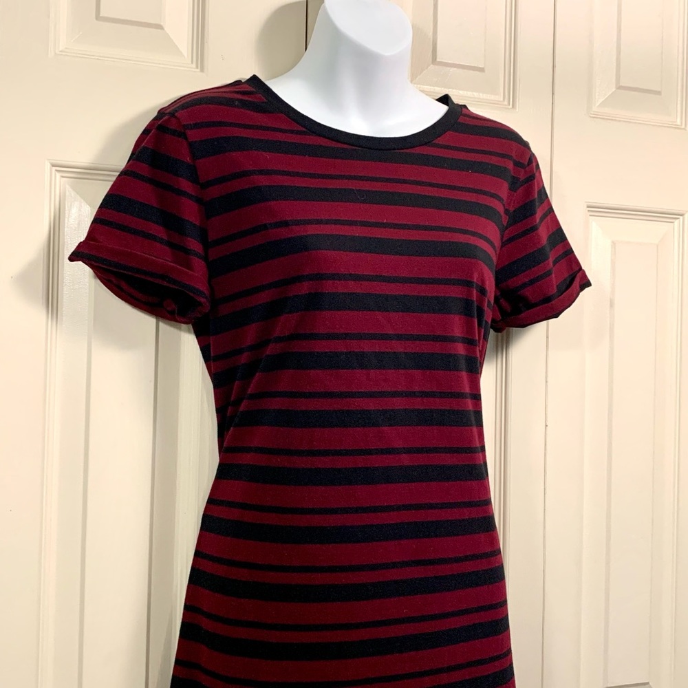 ♥️ 🕶 Striped Burgundy Shirt Dress - Picture 5 of 16